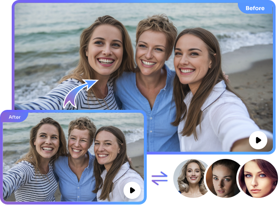 تبادل الوجوه المتعدد AI عبر الإنترنت مجانًا